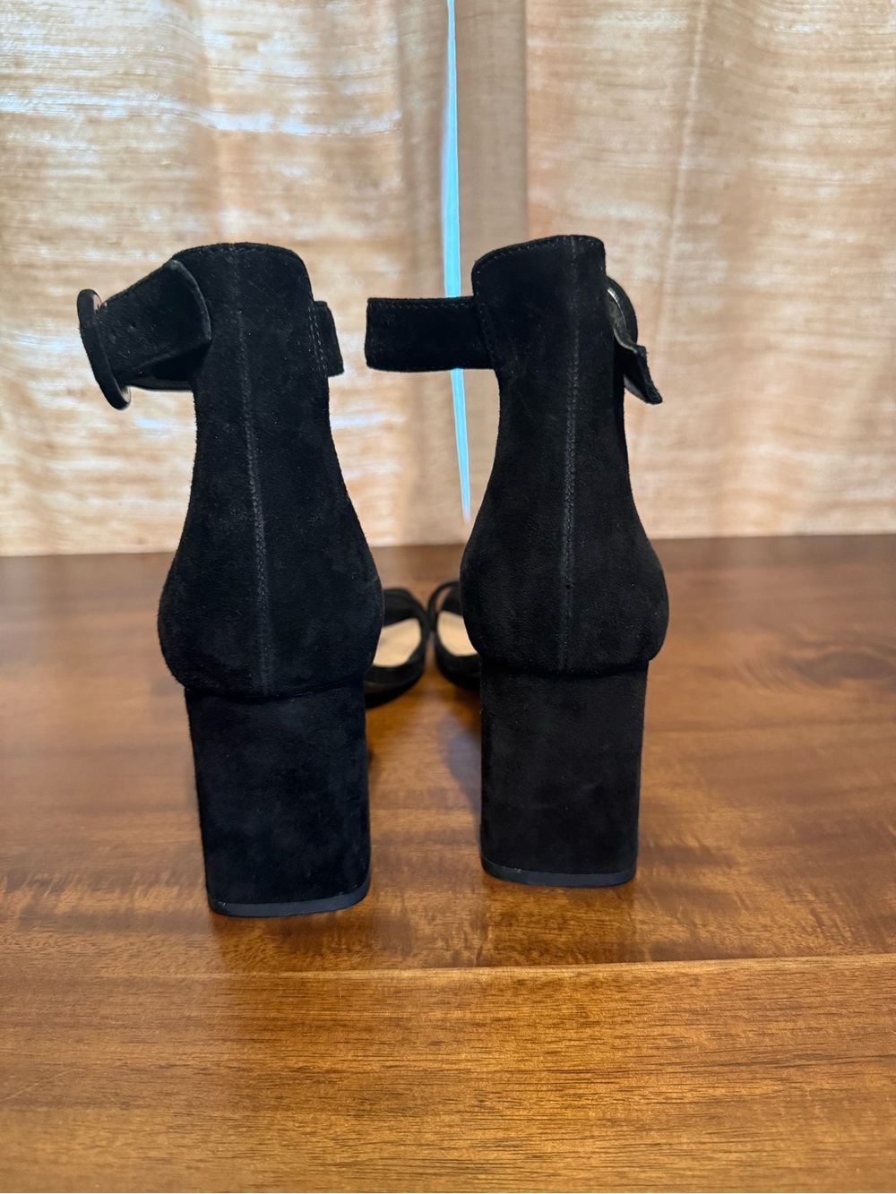 Steve Madden Black Suede Ankle-Strap Block Sandals - Picture 3 of 4